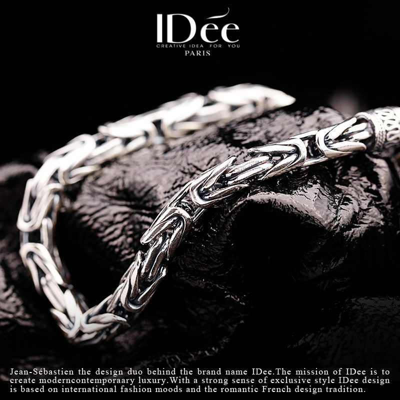 法国idee环环相扣男士高级感银手链 idee手链
