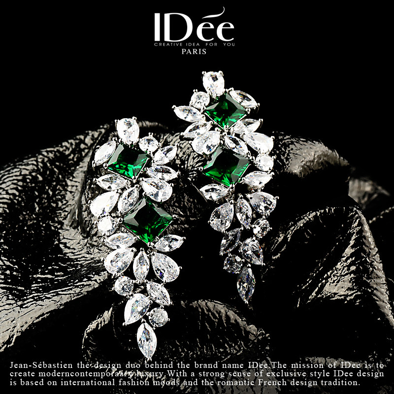 法国idee辉映祖母绿女潮轻奢耳坠 idee耳钉