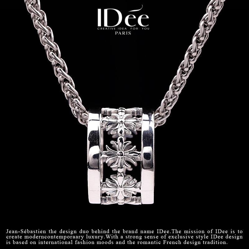法国idee十字架环925潮男感银项链 idee项链
