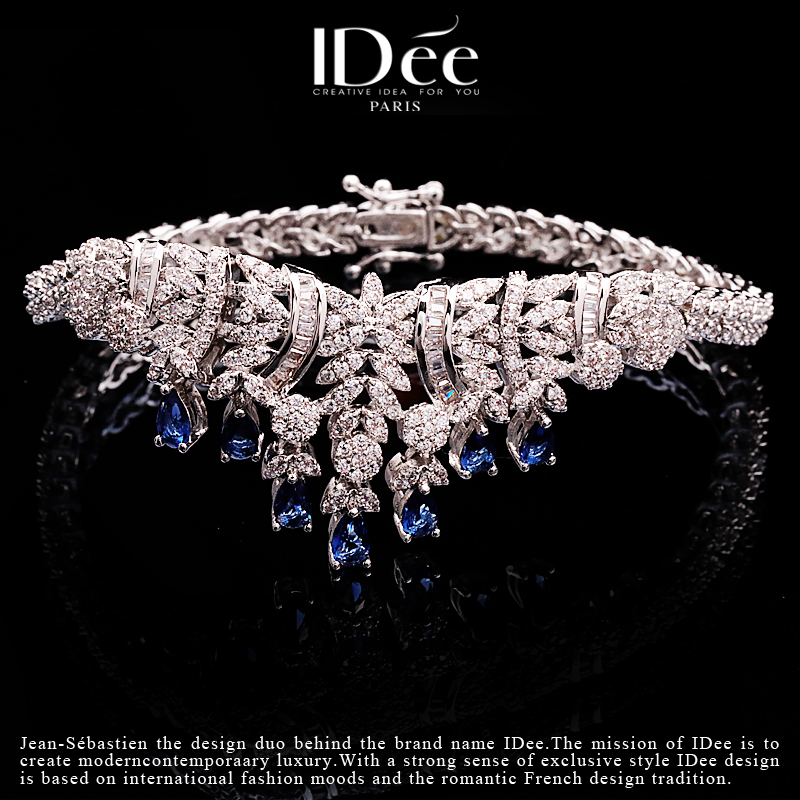 法国IDee思念蓝宝石套装饰品项链女四件套高级小众设计结婚礼颈链