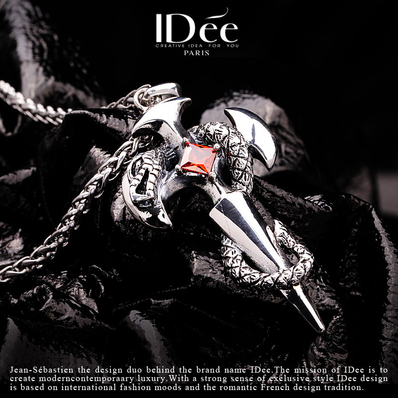 法国idee红宝石蛇银十字架泰银项链 idee项坠/吊坠