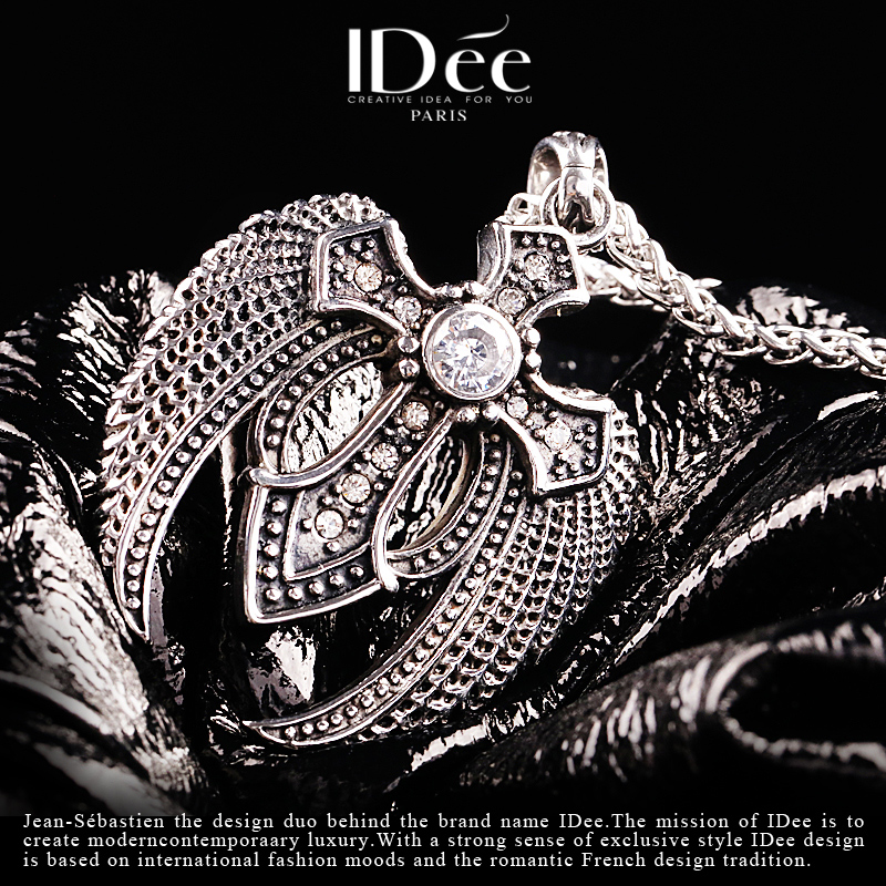 法国idee羽翼十字架男个性天使吊坠 idee项链