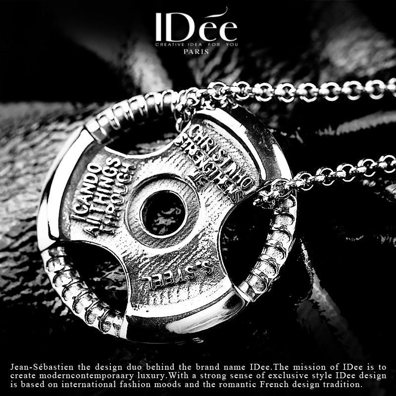 法国idee哑铃潮男潮牌个性吊坠挂件 idee项链
