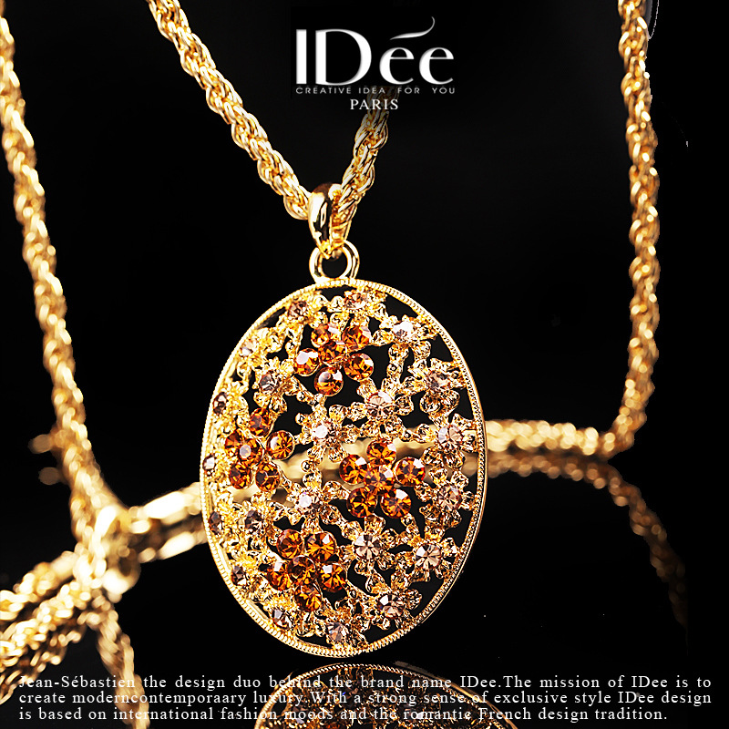 法国idee长款女18k金色气质毛衣链 idee项链