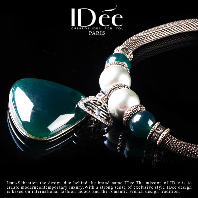 法国idee祖母绿女轻奢小众高级颈链 idee项链