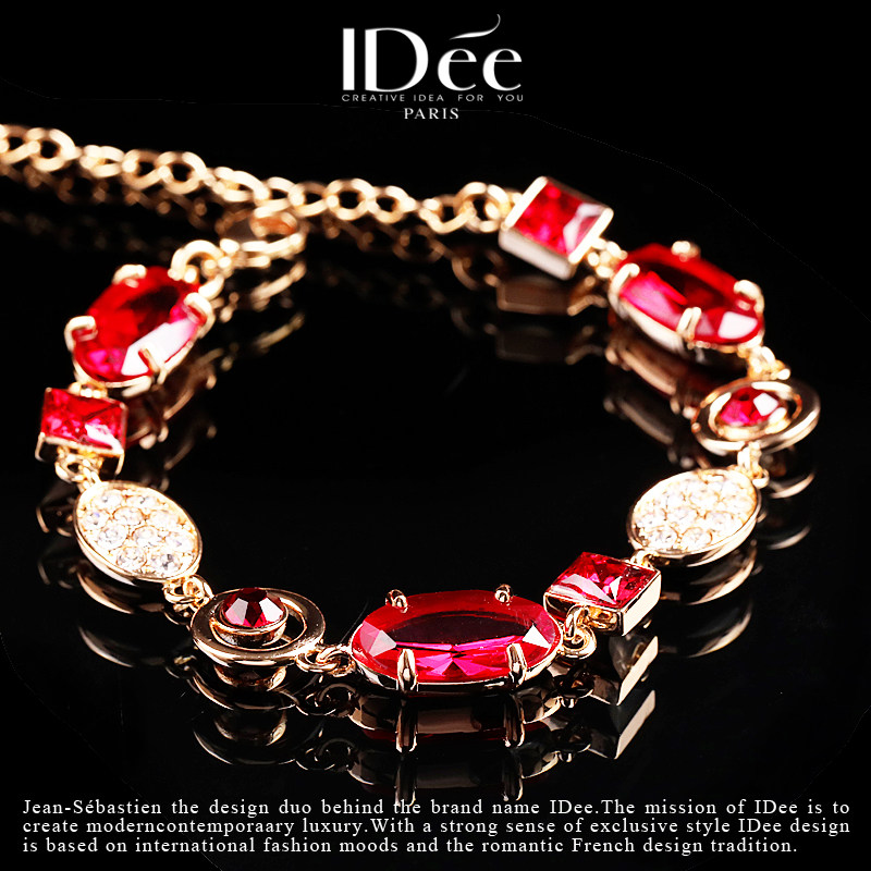 法国idee红宝石百搭女气质欧美手链 idee手链