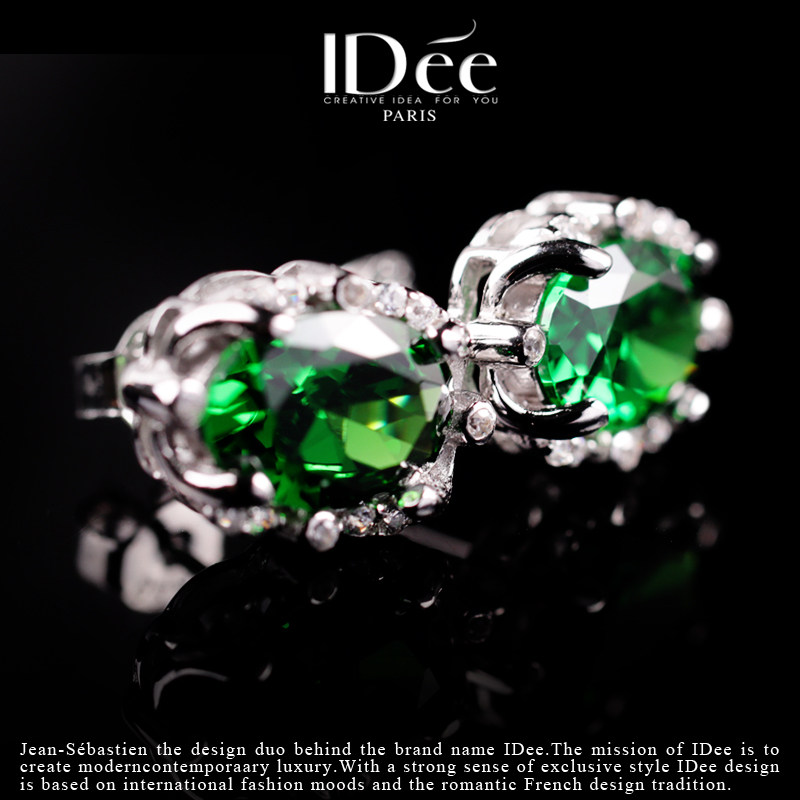 法国idee祖母绿女水晶s925 2021耳钉 idee耳钉
