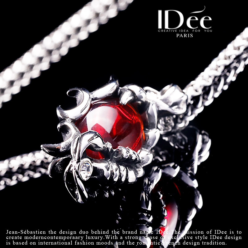 法国idee蝎子蓝宝石男潮个性吊坠 idee项链