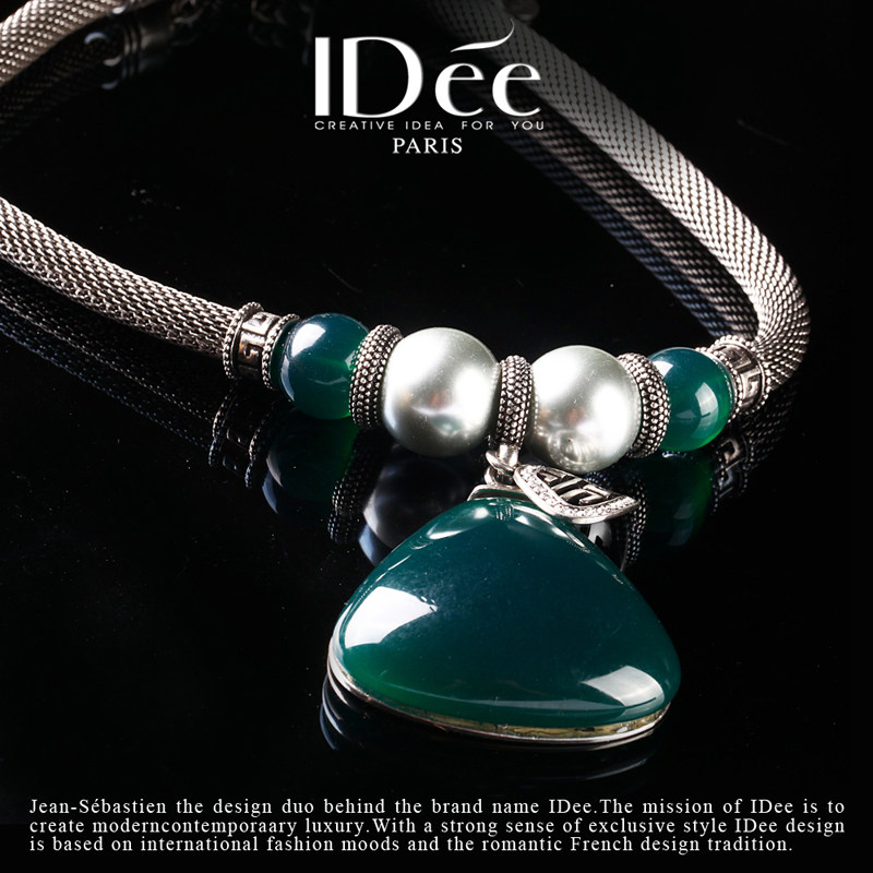 法国idee祖母绿女轻奢小众高级颈链 idee项链