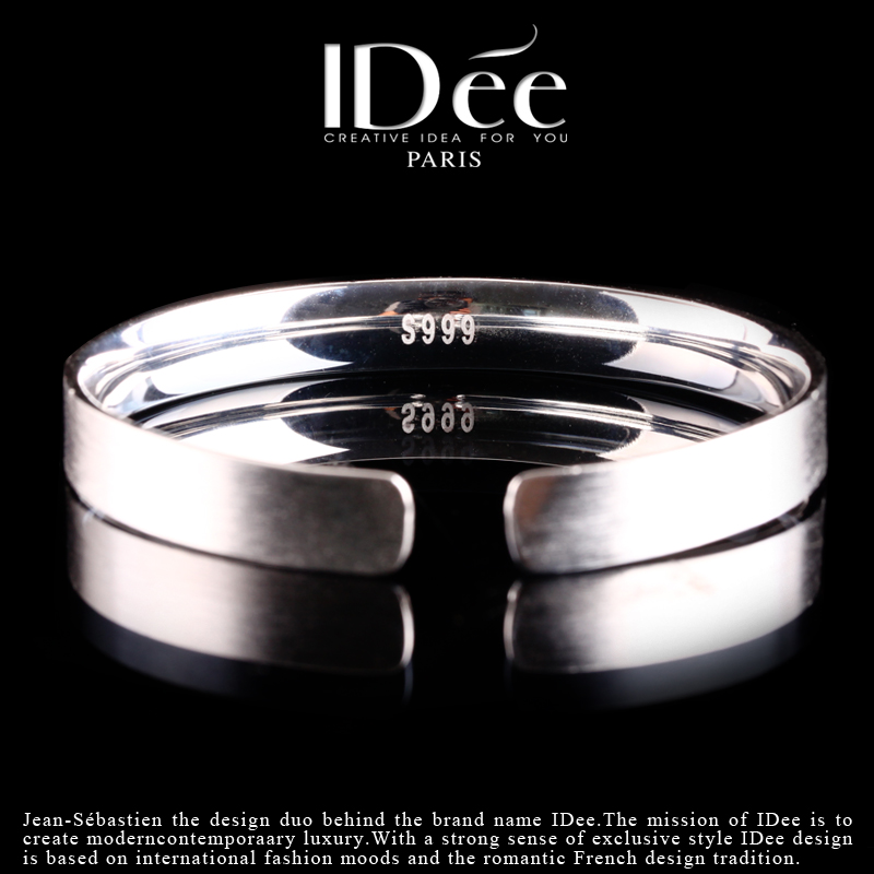 法国idee999纯银手镯足银开口镯子 idee手镯