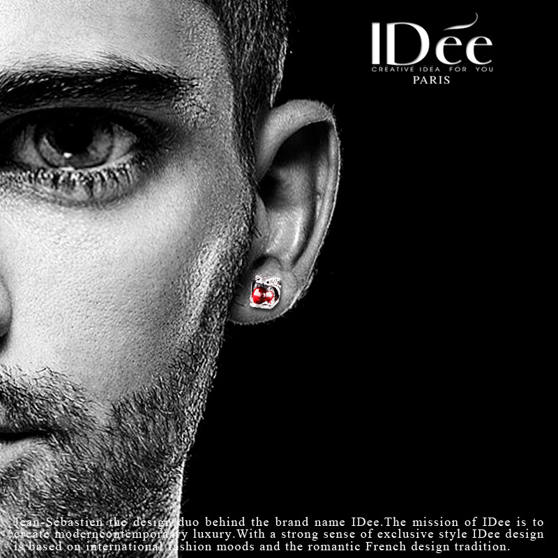 法国idee灵蛇潮男个性银色复古耳钉 idee耳钉