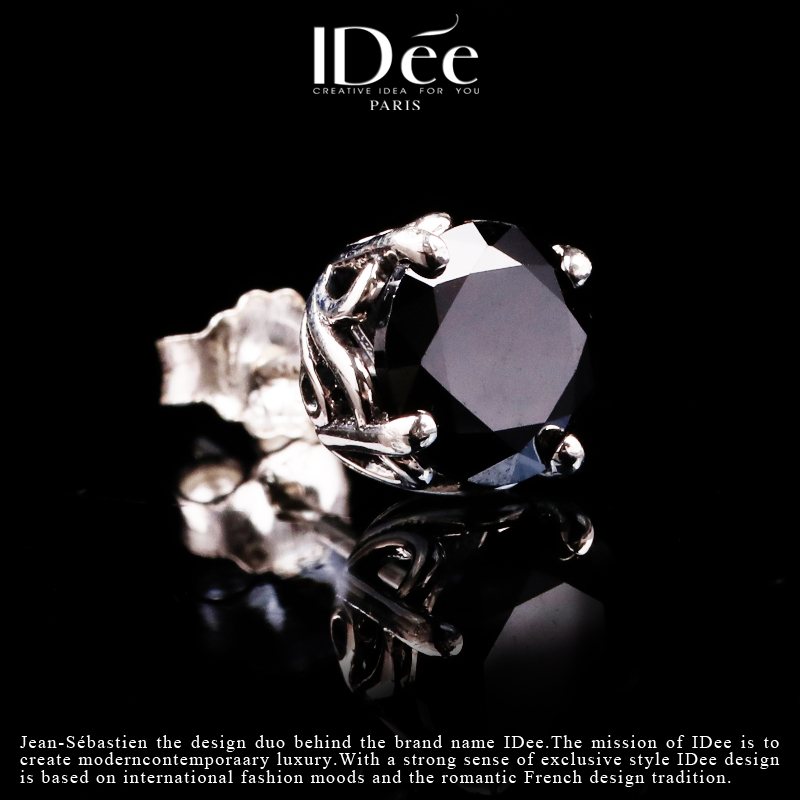 法国idee潮牌泰银黑男女嘻哈耳钉 idee耳钉