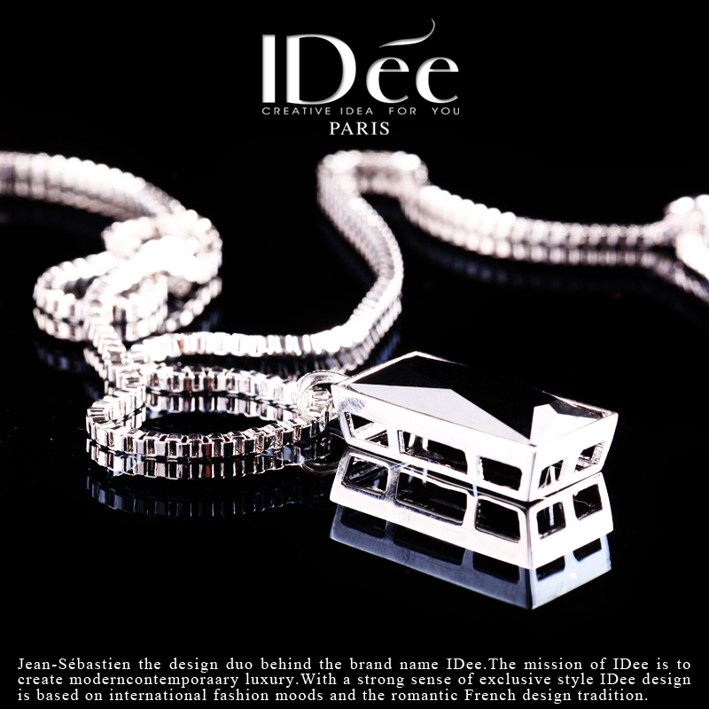 法国idee黑色宝石男潮水晶个性项链 idee项链