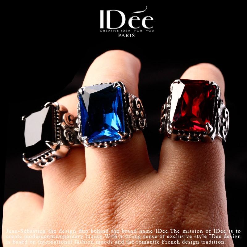 法国idee红宝石男夸张复古潮食指戒 idee戒指/指环