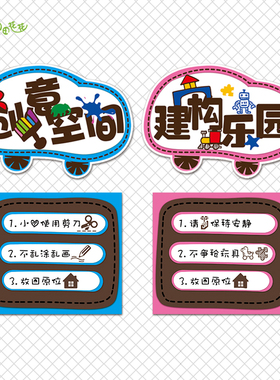 仿手工活动区规则牌幼儿园环创