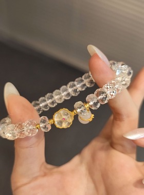 夏季新款手串手链天然白水晶手串高透切面精致设计小众送礼百搭款