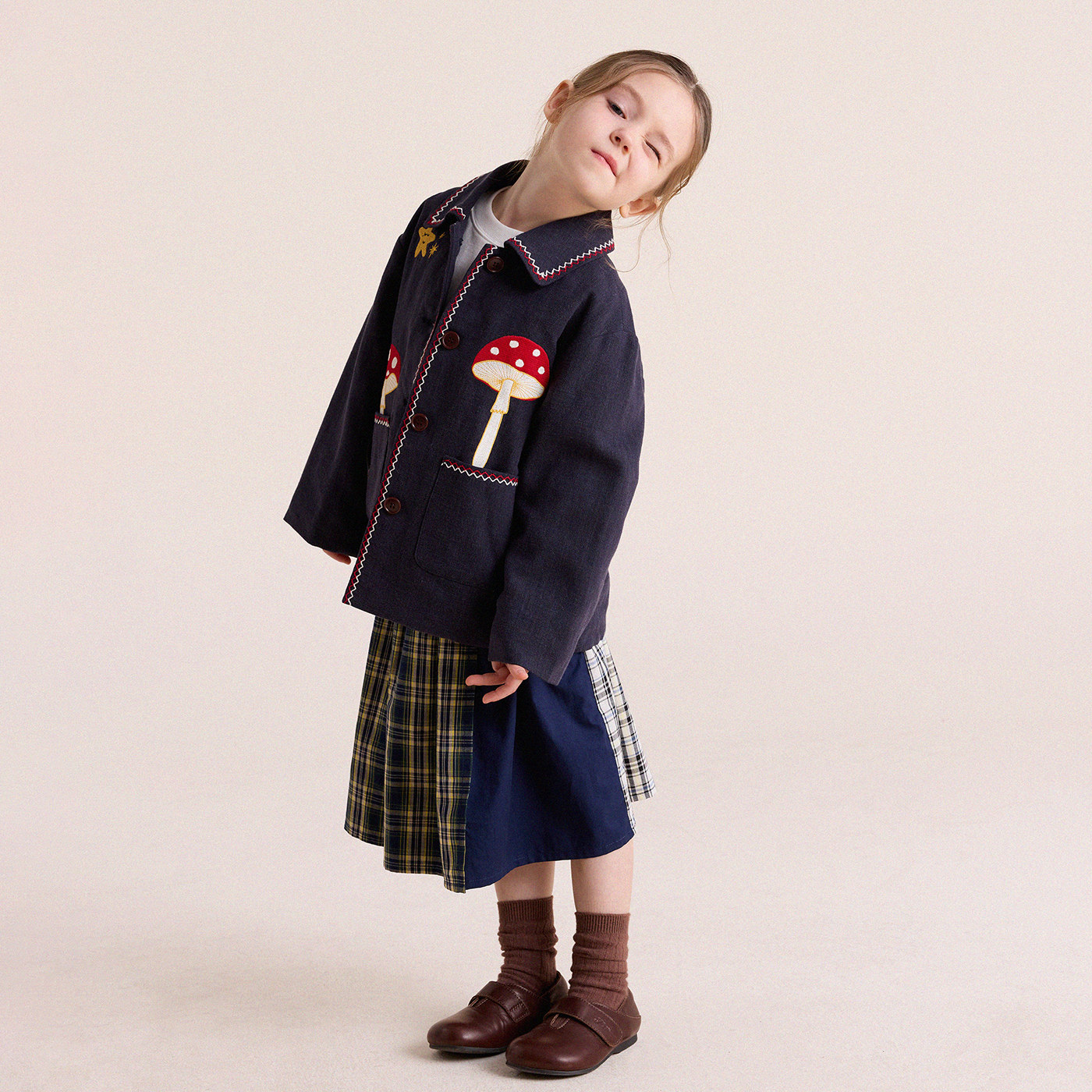 允儿妈女童春季小众拼接格子半身裙女孩2026新款复古半裙儿童裙子,淘宝优惠券,粉丝福利购,淘宝优惠卷