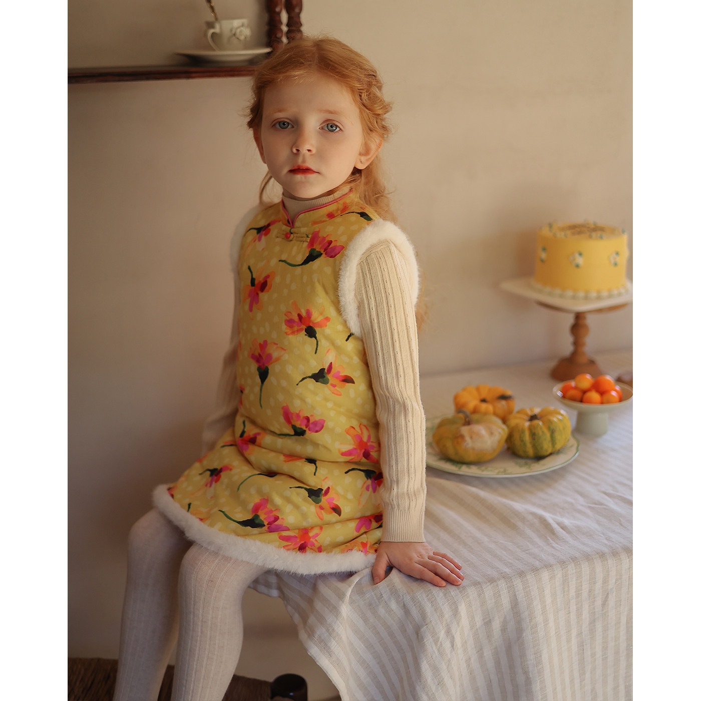 允儿妈女童秋冬银兰貂100支长绒棉碎花复古旗袍裙宝宝新年拜年服,淘宝优惠券,粉丝福利购,淘宝优惠卷