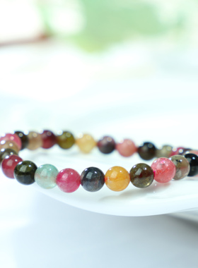 巴西天然水晶饰品单圈碧玺手链