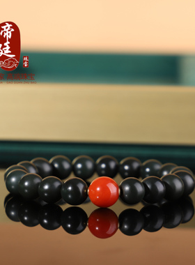 新疆和田玉塔青圆珠手链单圈10mm