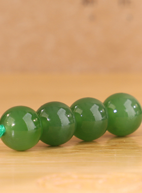 俄料碧玉圆珠对珠精选正阳绿