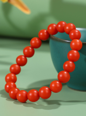 帝廷家。保山杨柳料高档货！保山南红圆珠手串油润满肉9MM手链