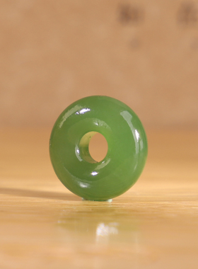 俄料碧玉果绿色面包圈单颗散珠