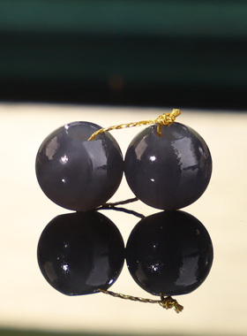 正品新疆和田玉烟紫圆珠大孔珠