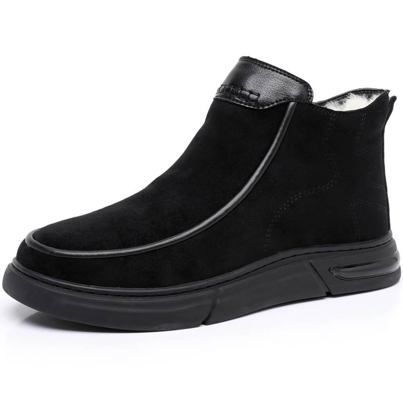 纯羊毛棉鞋男款冬高帮老北京休闲保暖鞋加厚橡胶防滑底防寒爸爸鞋 - 图3