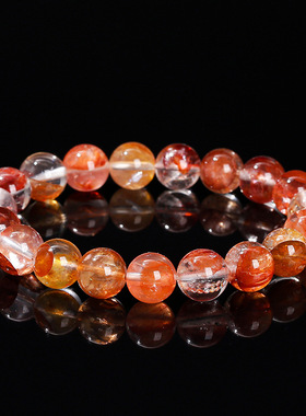 晶德珠宝 天然红胶花水晶手链女生异象水晶手串单圈饰品工厂批发