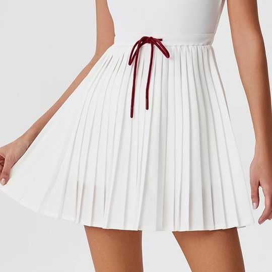 微胖加长高个高腰网球裙女收腰撞色宽肩带背心运动连衣裙速干网眼