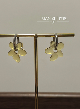 春花绮梦 原创自制小众设计感透明花朵耳圈耳环复古琉璃气质耳饰