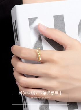 小众设计蝴蝶结戒指女镀黄金高级