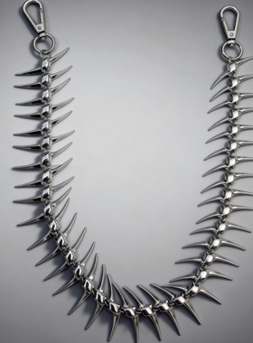 「骼骸」金属高克重鱼骨异形裤链原创手作拼接链条秀场设计感裤链