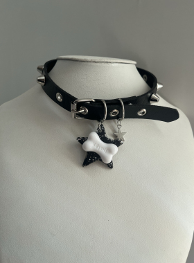 朋克风哥特暗黑星星骨头吊坠y2k辣妹choker颈链项圈锁骨链项链女