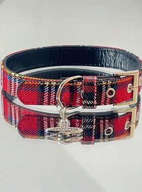 红格子皮带扣项圈圣诞节英伦学院风choker项链女小众设计y2k颈链