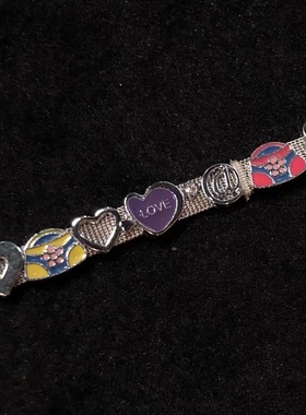 复古甜酷千禧年手表带自制手链“爱心钢带表带”