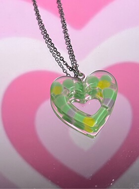 韩国气质圆珠爱心项链ins小众设计感毛衣链复古金属冷淡风项饰女