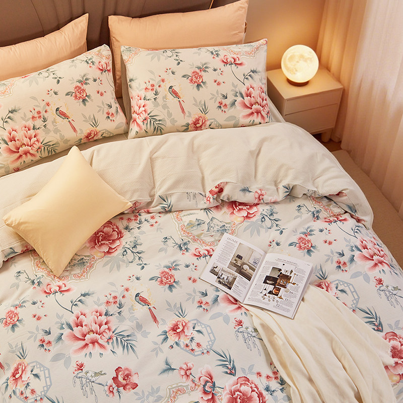 富安娜纯棉磨毛四件套全棉加厚保暖秋冬床单被套床上三件套新款,淘宝优惠券,粉丝福利购,淘宝优惠卷