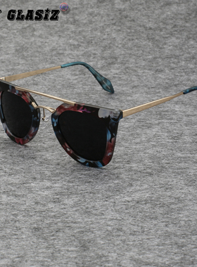 韩版复古太阳镜双鼻梁方形女士