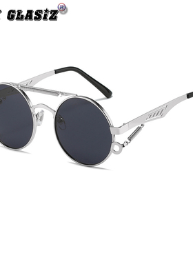 防紫外线圆形框朋克男女太阳镜