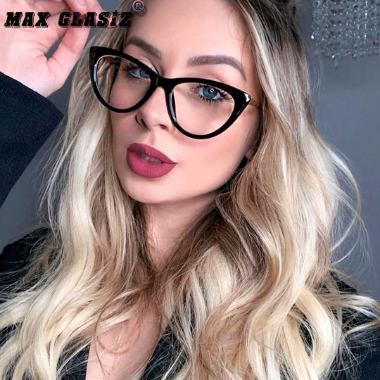 TR90-Rahmen im europäischen und amerikanischen Stil, Katzenauge, Damen-Katzenohr-Sonnenbrille, Metallfederbein, optischer Rahmen, kann mit Myopie ausgestattet werden