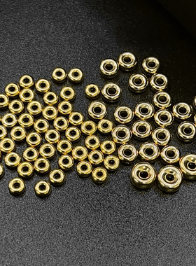 臻怡进口18K金珠轮胎珠间隔珠路路通车轮珠间隔片转运珠扁珠贴片
