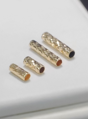 臻怡18K金间隔管珍珠间隔珠车花管长管S型弯管金管精工厚金款