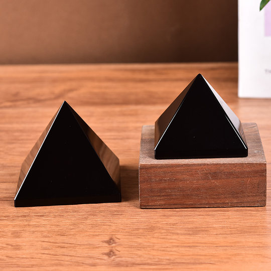 天然黑曜石金字塔招财聚财办公室家居镇宅店铺化解车载摆件黑水晶