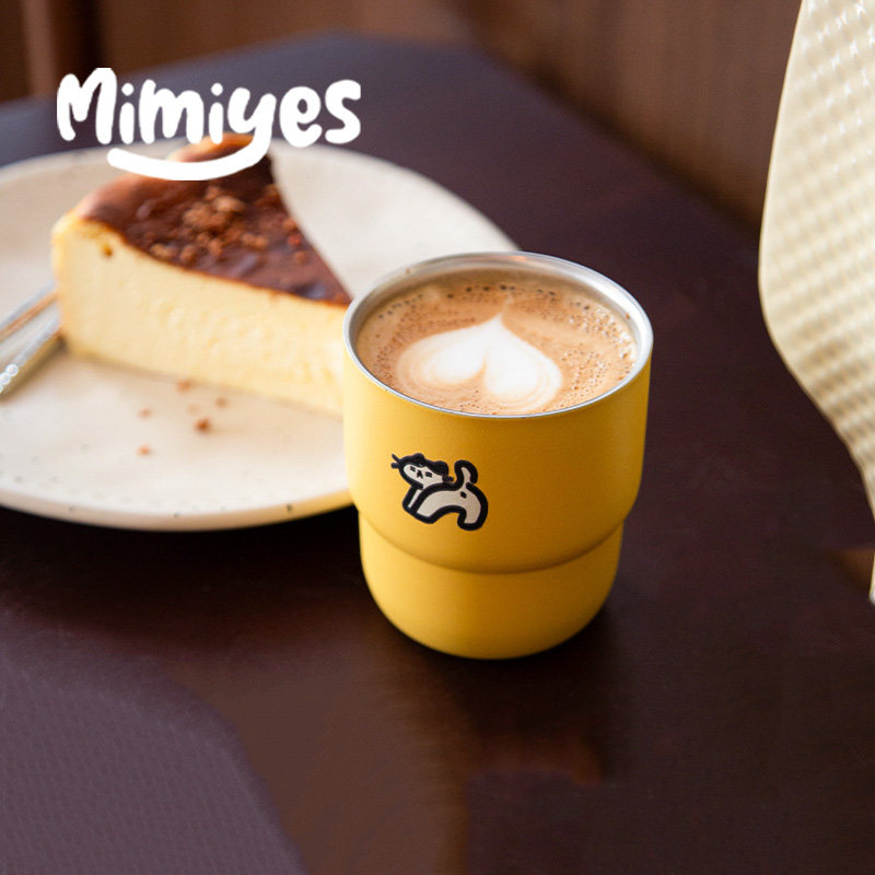 mimiyes周边丨可爱猫猫磨砂黄咖啡杯带盖设计师情侣小巧胖胖杯子,淘宝优惠券,粉丝福利购,淘宝优惠卷