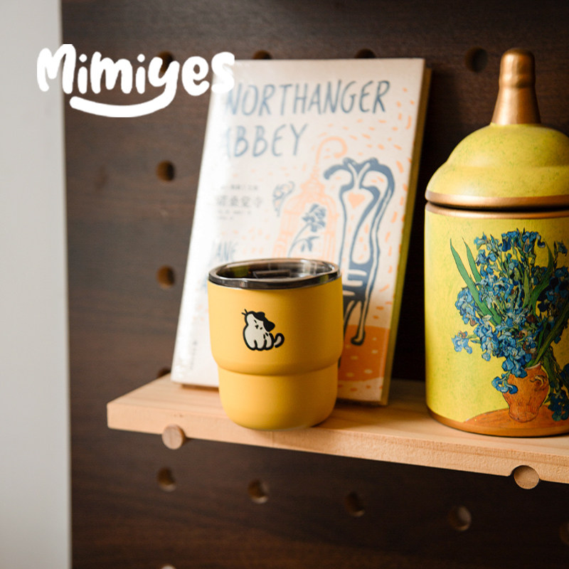 mimiyes周边丨可爱猫猫磨砂黄咖啡杯带盖设计师情侣小巧胖胖杯子,淘宝优惠券,粉丝福利购,淘宝优惠卷