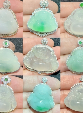 加工定制翡翠玉佛镶嵌空托 佛公镶嵌吊坠空托 925银18k金镶钻包边