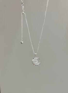 足银999纯银织梦揽月项链星星月亮灵动项链时尚送女友闺蜜礼物