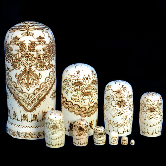 Russian matryoshka 10-layer log hand-painted dried basswood Harbin tourist souvenir holiday gift ornaments